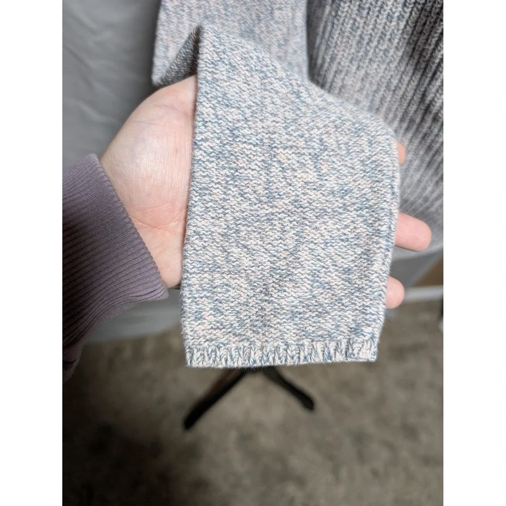 LOFT Gray Pink Marled Knit Cowl Neck Cotton Sweater Minimalist Women's XS